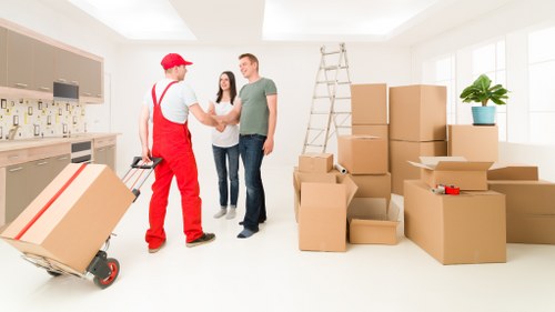 Boxes and furniture arranged by volume for cubic-yard pricing example